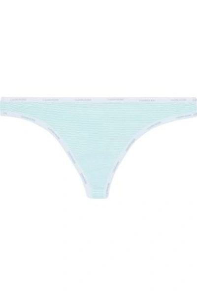 Shop Calvin Klein Underwear Woman Stretch-cotton Low-rise Thong Mint