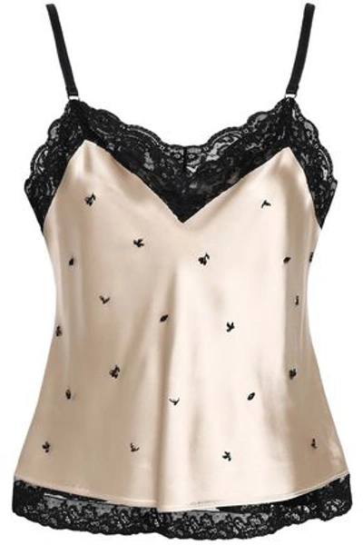 Shop Alexander Wang Woman Embellished Lace-trimmed Satin Camisole Beige