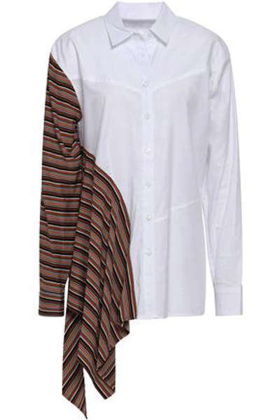 Shop Tome Paneled Striped Cotton Shirt In White