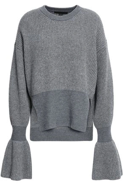 Shop Alexander Wang Woman Ribbed-knit Sweater Gray