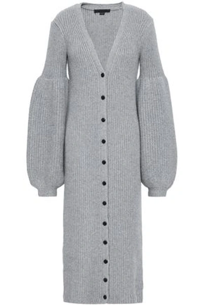 Shop Alexander Wang Woman Ribbed Wool-blend Cardigan Gray
