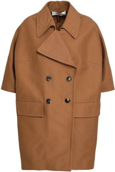 Shop Marni Woman Double-breasted Cotton Coat Brown