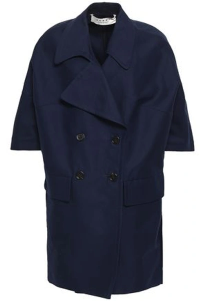 Shop Marni Woman Double-breasted Cotton Coat Navy