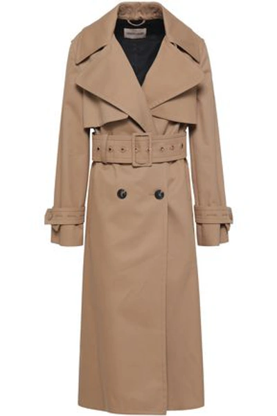 Shop Roberto Cavalli Double-breasted Gabardine Trench Coat In Neutral