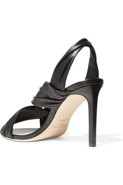 Shop Jimmy Choo Leila 85 Knotted Leather Slingback Sandals In Black