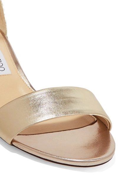 Shop Jimmy Choo Jaimie 40 Metallic Leather Sandals In Gold