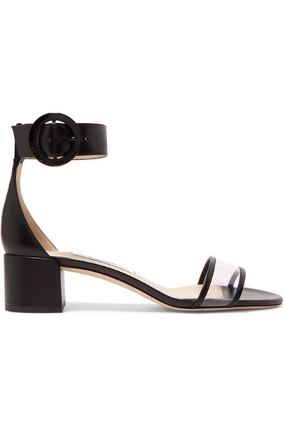 Shop Jimmy Choo Jaimie 40 Leather And Pvc Sandals In Black