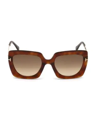 Shop Tom Ford Jasmine 53mm Two Tone Square Sunglasses In Havana