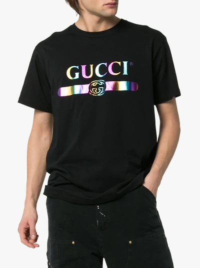 Shop Gucci Hologram Ss Tee Blk In 1082 Black