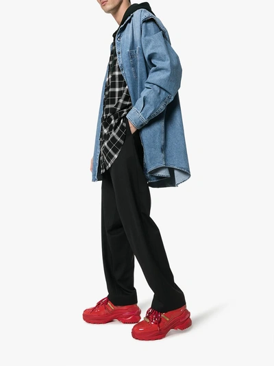 Shop Balenciaga Jeansmantel Im Layering-look In Blue