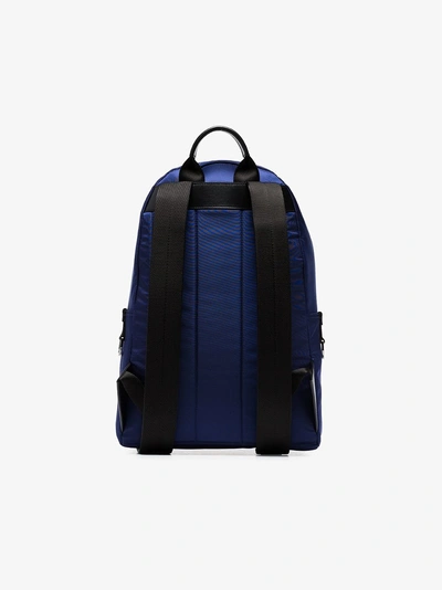 Shop Dolce & Gabbana Navy Blue Leather Trim Backpack In 8c672 Blue