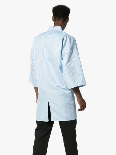 Shop Maison Margiela Short-sleeved Tie Front Kimono Jacket In Blue