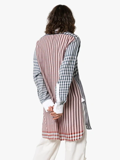 Shop Loewe Gingham Print Long-sleeved Asymmetric Cotton Shirt In Multicoloured