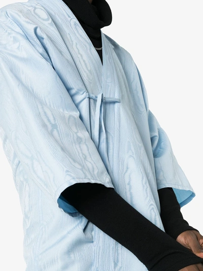 Shop Maison Margiela Short-sleeved Tie Front Kimono Jacket In Blue