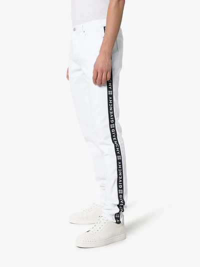 Shop Givenchy Logo Stripe Slim Fit Jeans In 114 - White