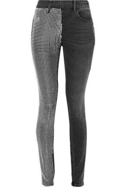 Shop Alexander Wang Studded Mid-rise Skinny Jeans In Charcoal