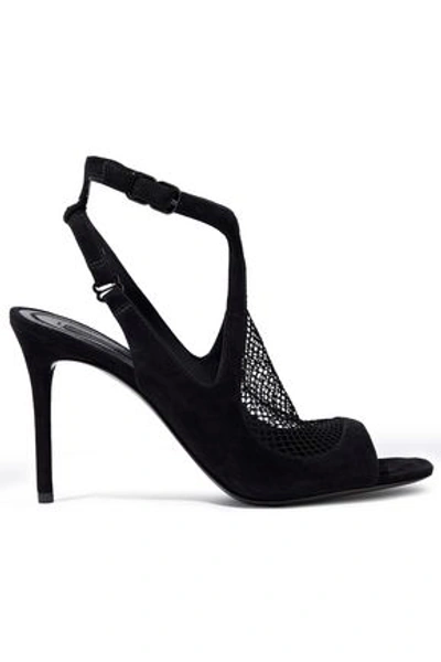 Shop Alexander Wang Piper Suede And Mesh Sandals In Black