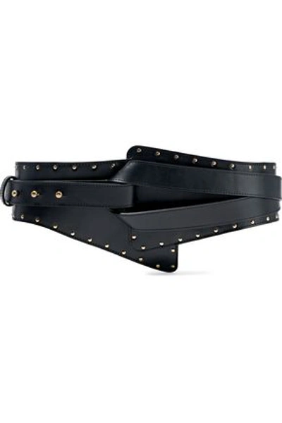 Shop Balmain Studded Leather Waist Belt In Black