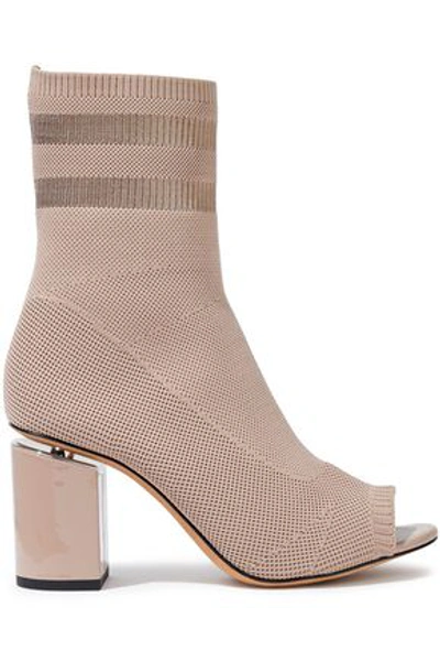 Shop Alexander Wang Cat Leather-trimmed Stretch-knit Sock Boots In Blush