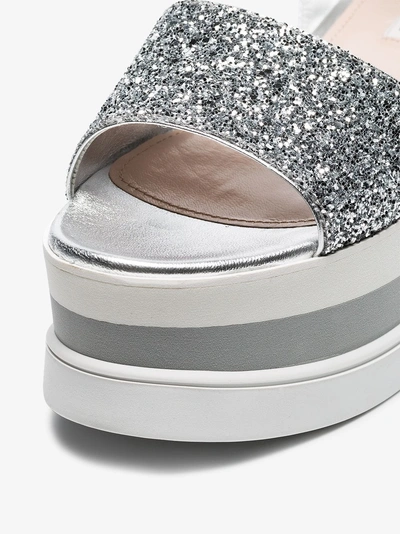 Shop Miu Miu '75' Flatform-sandalen In F0118 Silver/white