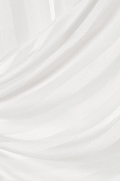 Shop Michelle Mason Wrap-effect Striped Silk-satin Jacquard Mini Dress In Ivory