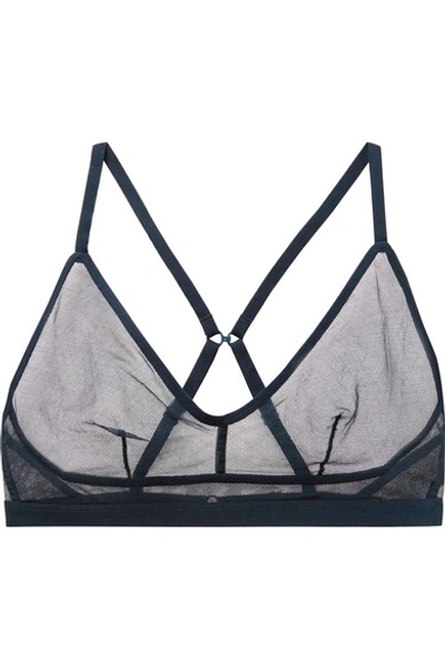 Shop Skin Cotton-tulle Soft-cup Triangle Bra In Navy