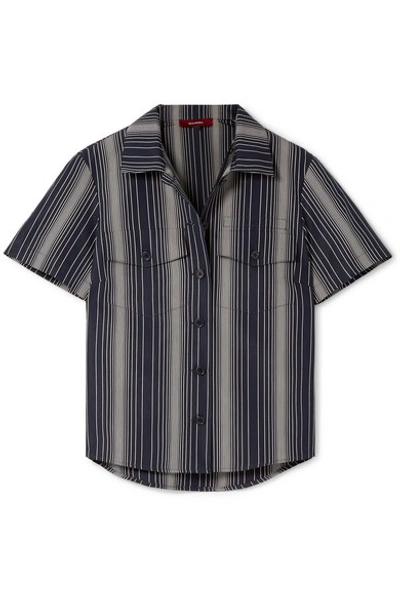 Shop Sies Marjan Nico Striped Cotton-poplin Shirt In Navy