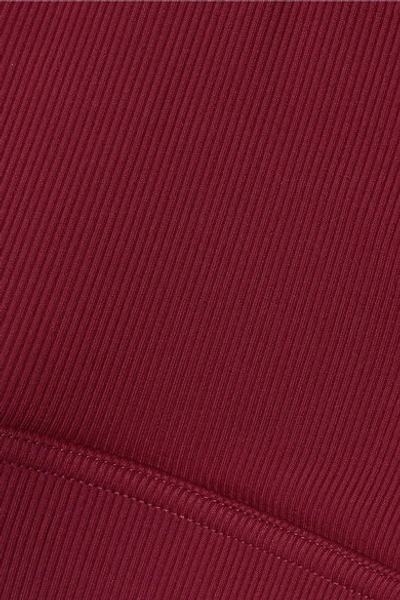 Shop All Access Front Row Ribbed Stretch Sports Bra In Burgundy