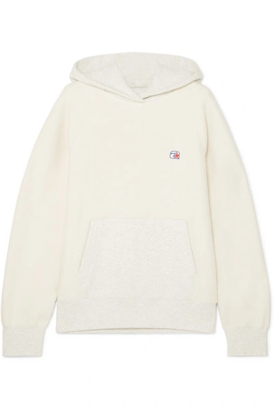 Shop Alexander Wang T Paneled Wool And French Cotton-blend Terry Hoodie In Ecru