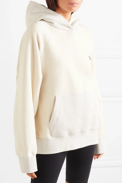 Shop Alexander Wang T Paneled Wool And French Cotton-blend Terry Hoodie In Ecru