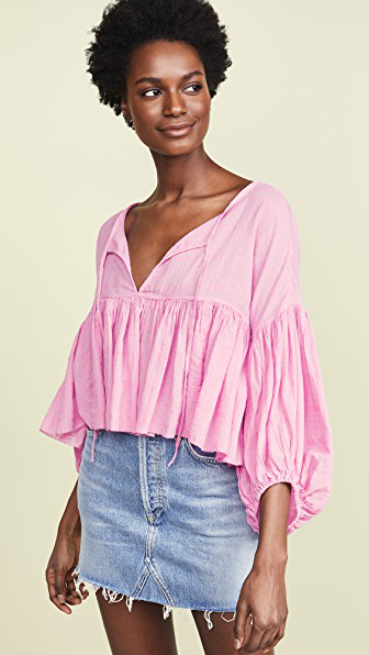 beaumont mews cropped peasant top
