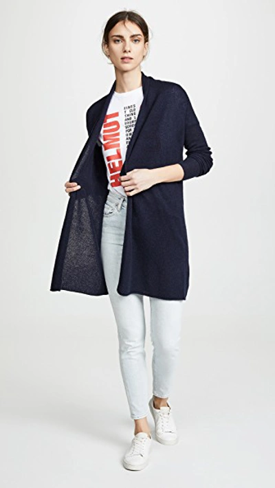White + Warren Essential Trapeze Robe In Deep Navy