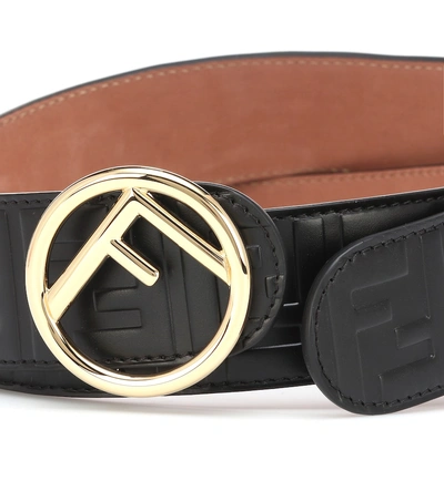 Shop Fendi Embossed Leather Belt In Black