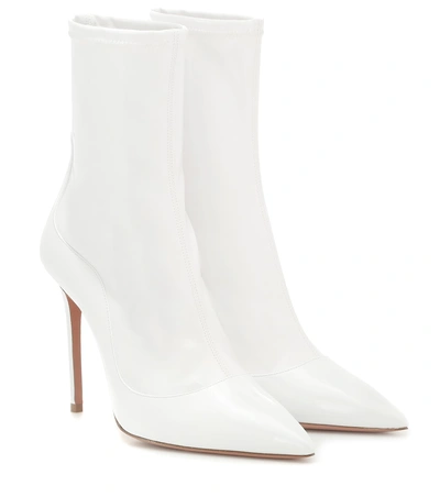 Shop Aquazzura Zen 105 Patent Leather Ankle Boots In White