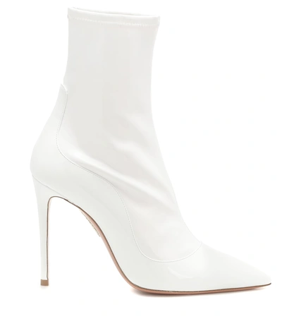 Shop Aquazzura Zen 105 Patent Leather Ankle Boots In White