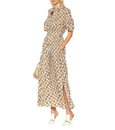Shop Kenzo Printed Cotton Maxi Dress In Beige