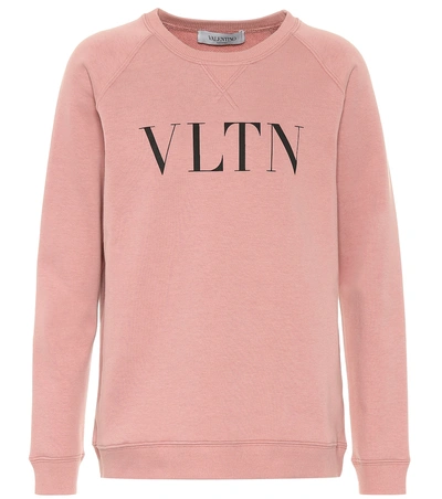 Shop Valentino Vltn Cotton Sweatshirt In Pink