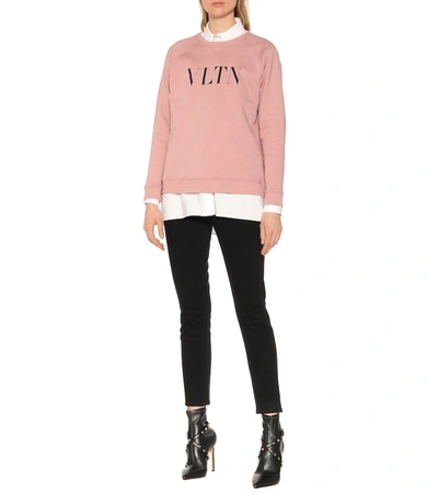 Shop Valentino Vltn Cotton Sweatshirt In Pink