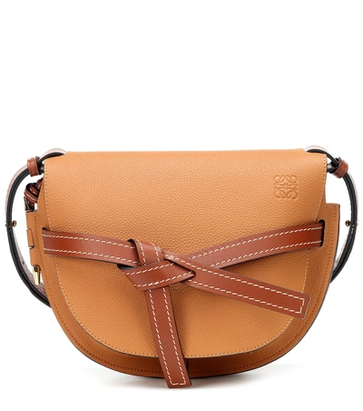 Shop Loewe Gate Small Leather Crossbody Bag In Brown