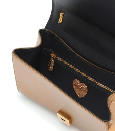Shop Dolce & Gabbana Medium Devotion Leather Shoulder Bag In Gold