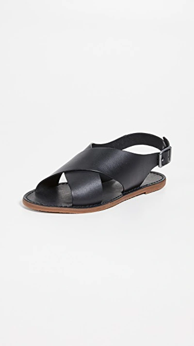 Shop Madewell Boardwalk Crossover Sandals In True Black