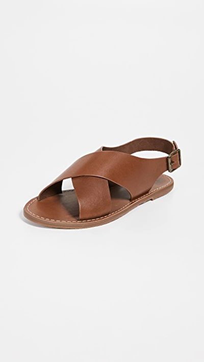 Shop Madewell Boardwalk Crossover Sandals In English Saddle