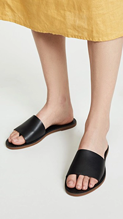 Shop Madewell The Boardwalk Post Slide Sandals In True Black
