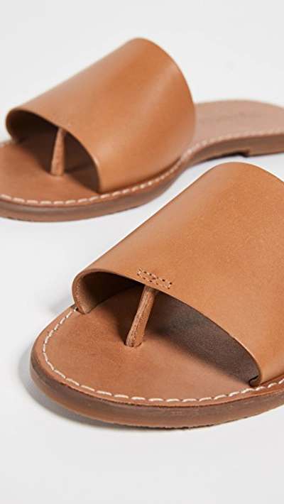 Shop Madewell The Boardwalk Post Slide Sandals In Desert Camel