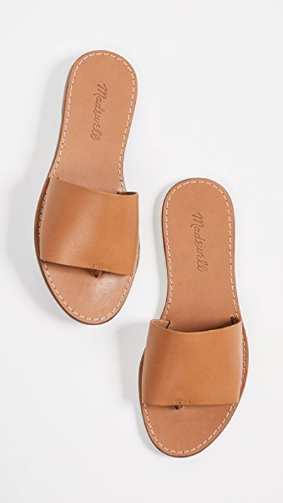 Shop Madewell The Boardwalk Post Slide Sandals In Desert Camel