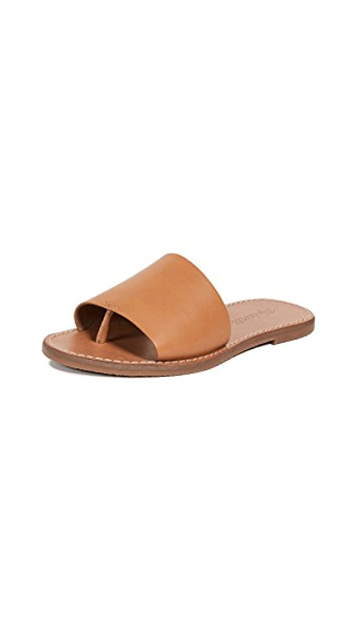 Shop Madewell The Boardwalk Post Slide Sandals In Desert Camel