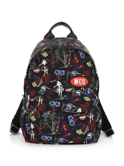 Shop Mcq By Alexander Mcqueen Floral Logo Patch Backpack In Darkest Black