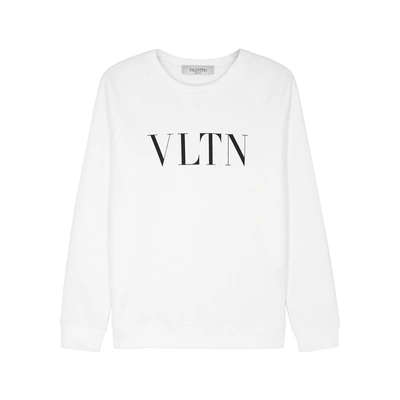 Shop Valentino Vltn-print Stretch-cotton Sweatshirt In White