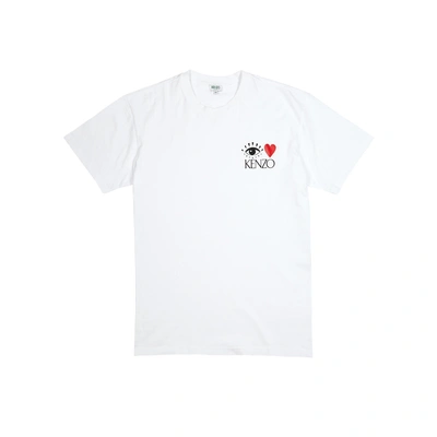 Shop Kenzo White Printed Cotton T-shirt