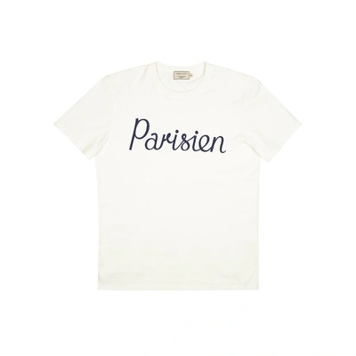 Shop Maison Kitsuné Off-white Printed Cotton T-shirt